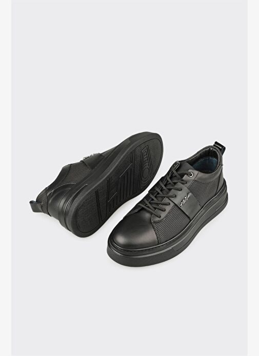 Siyah Deri Erkek Günlük Ayakkabı - Görsel 4
