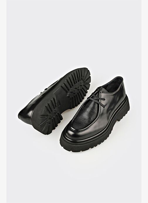 Siyah Deri Erkek Günlük Ayakkabı - Görsel 4