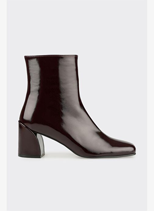 Bordo Deri Kadın Klasik Bot - Görsel 2