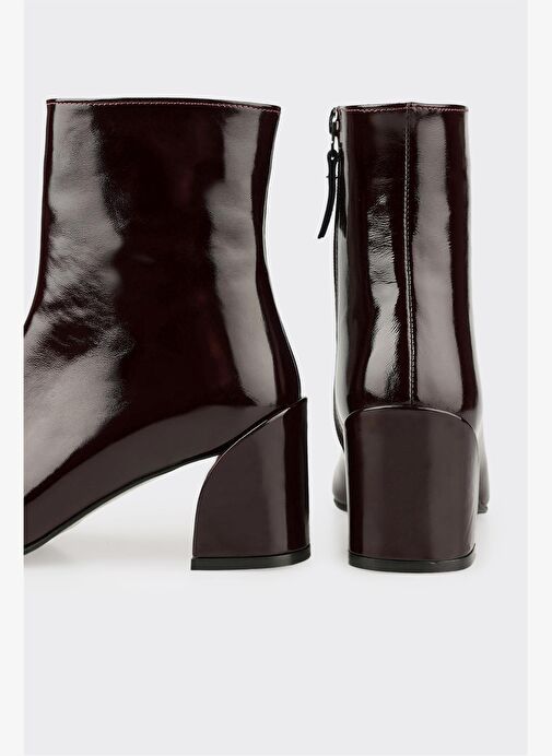 Bordo Deri Kadın Klasik Bot - Görsel 5