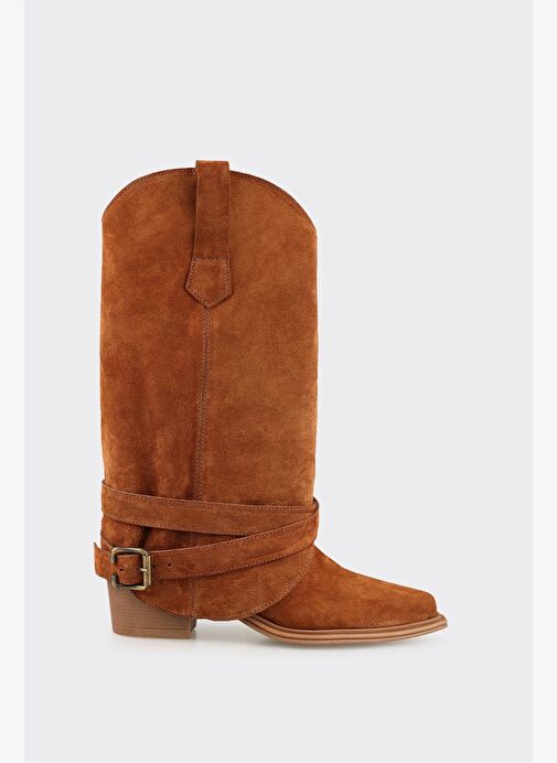 Taba Deri Kadın Western Çizme - Görsel 2