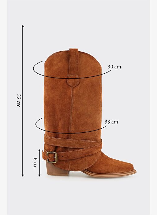 Taba Deri Kadın Western Çizme - Görsel 6