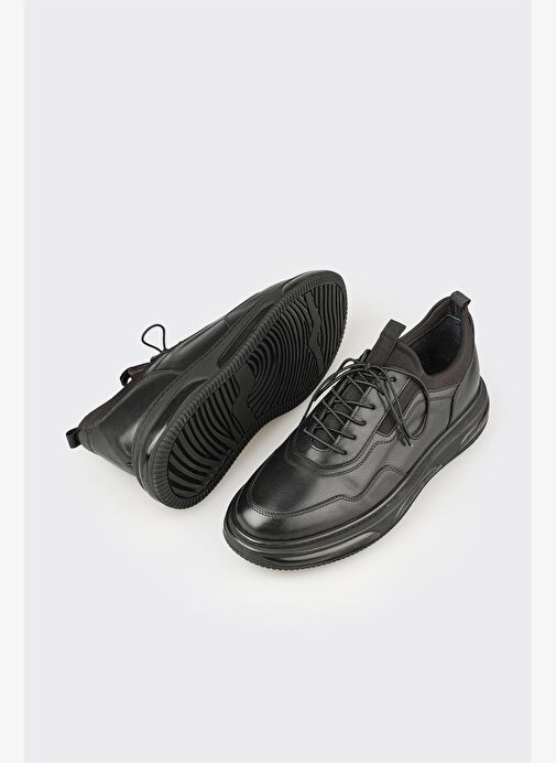 Siyah Deri Erkek Spor Ayakkabı - Görsel 4