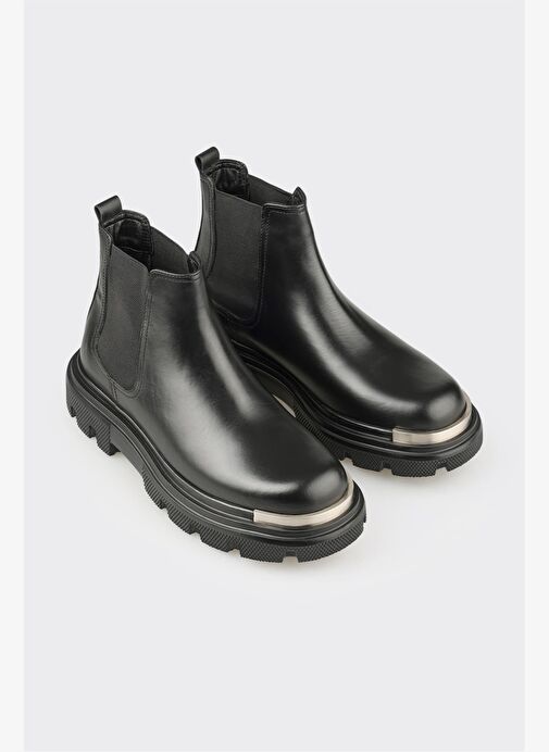 Siyah Deri Erkek Günlük Bot - Görsel 3