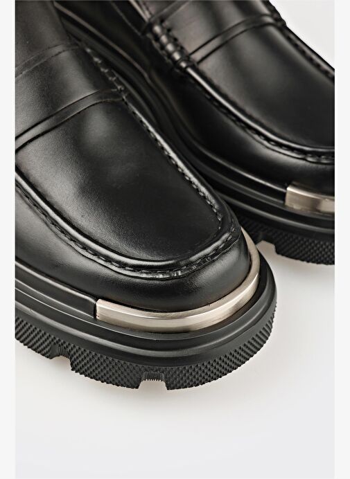 Siyah Deri Erkek Günlük Ayakkabı - Görsel 6