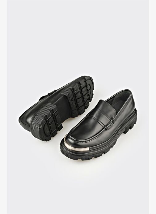 Siyah Deri Erkek Günlük Ayakkabı - Görsel 4