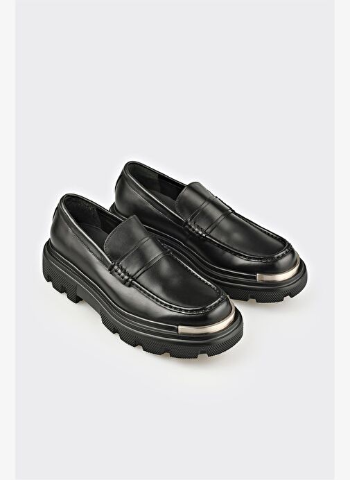 Siyah Deri Erkek Günlük Ayakkabı - Görsel 3