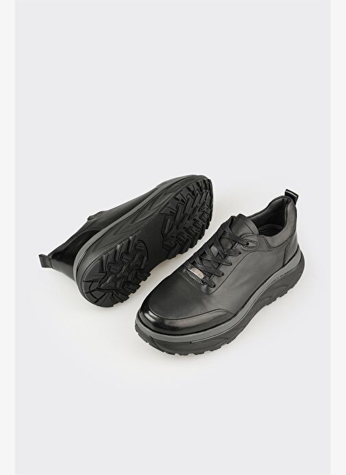 Siyah Deri Erkek Spor Ayakkabı - Görsel 4