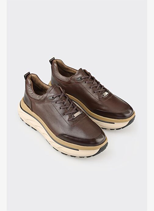 Kahve Deri Erkek Spor Ayakkabı - Görsel 3