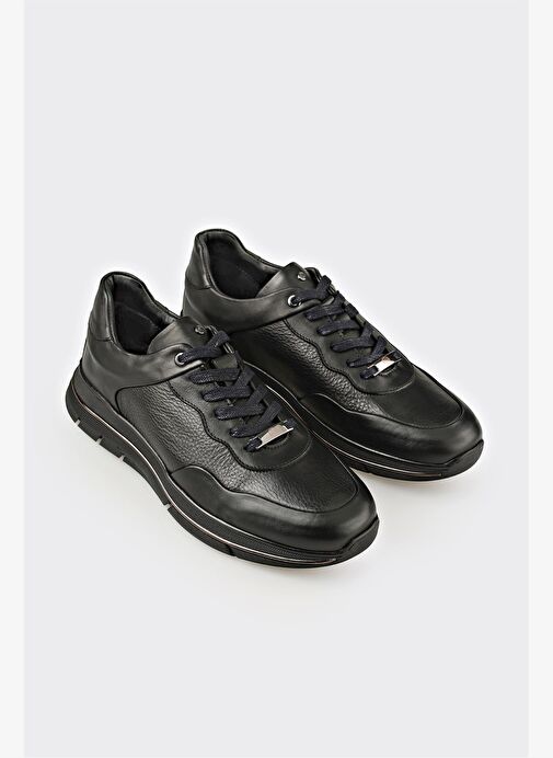 Siyah Deri Erkek Günlük Ayakkabı - Görsel 3