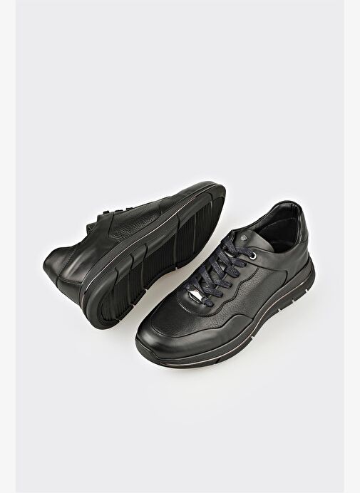 Siyah Deri Erkek Günlük Ayakkabı - Görsel 4