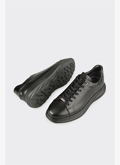 Siyah Deri Erkek Günlük Ayakkabı - Görsel 4