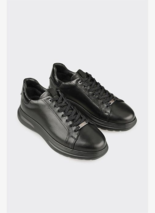 Siyah Deri Erkek Günlük Ayakkabı - Görsel 3