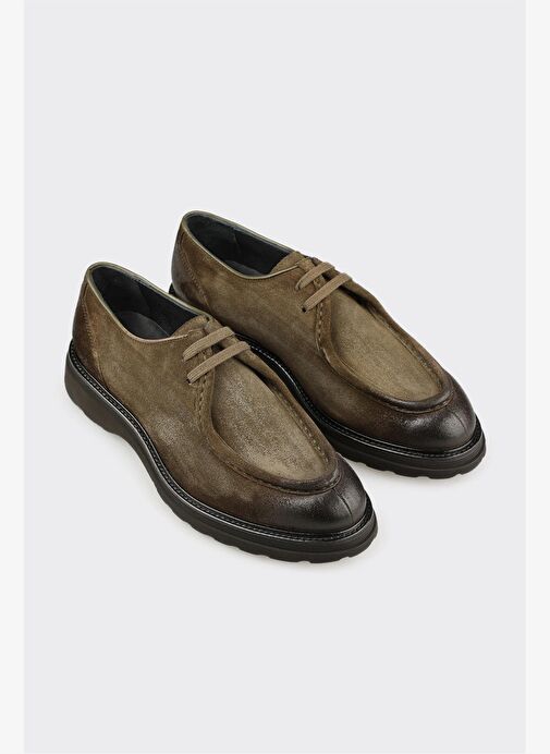 Haki Deri Erkek Günlük Ayakkabı - Görsel 3