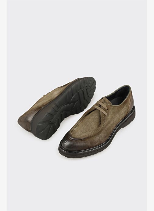 Haki Deri Erkek Günlük Ayakkabı - Görsel 4