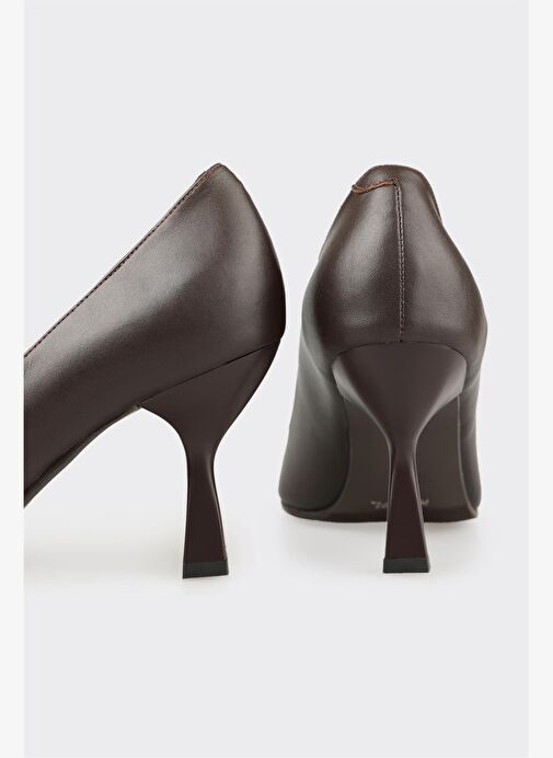 Kahve Deri Kadın Stiletto - Görsel 5