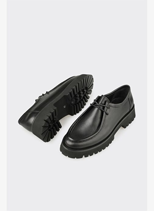 Siyah Deri Kadın Günlük Ayakkabı - Görsel 4
