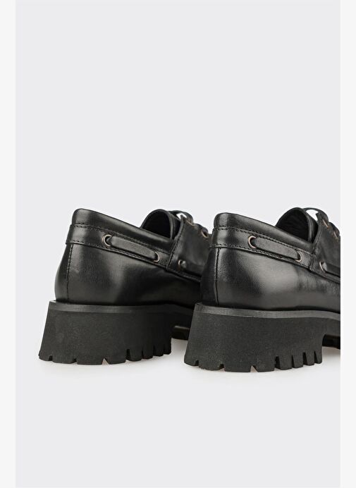 Siyah Deri Kadın Günlük Ayakkabı - Görsel 6