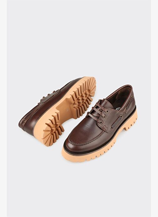 Kahve Deri Kadın Günlük Ayakkabı - Görsel 4