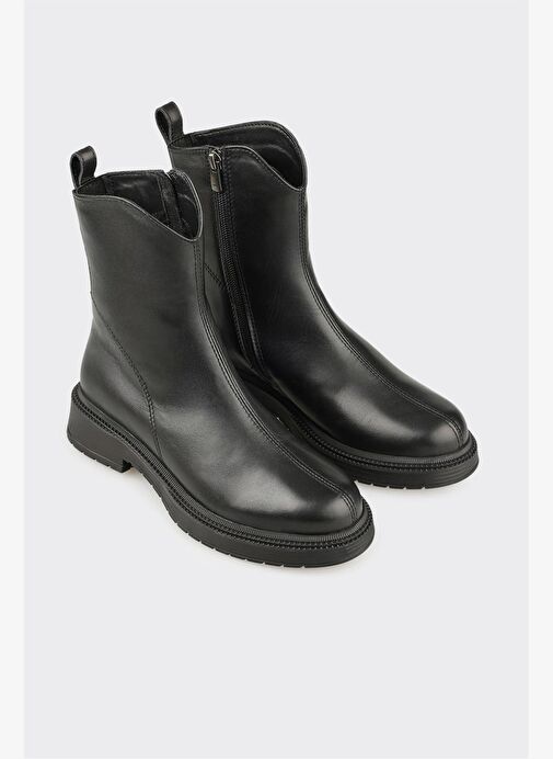 Siyah Deri Kadın Günlük Bot - Görsel 3