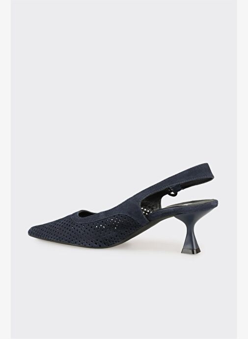 Lacivert Deri Kadın Topuklu Ayakkabı - Görsel 4