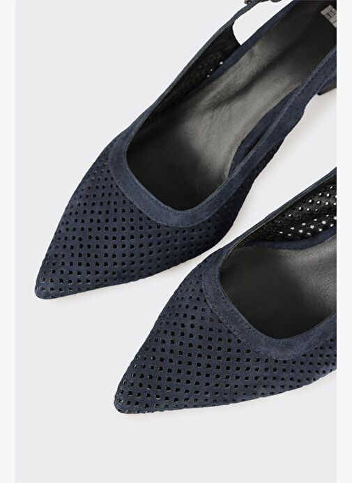 Lacivert Deri Kadın Topuklu Ayakkabı - Görsel 5