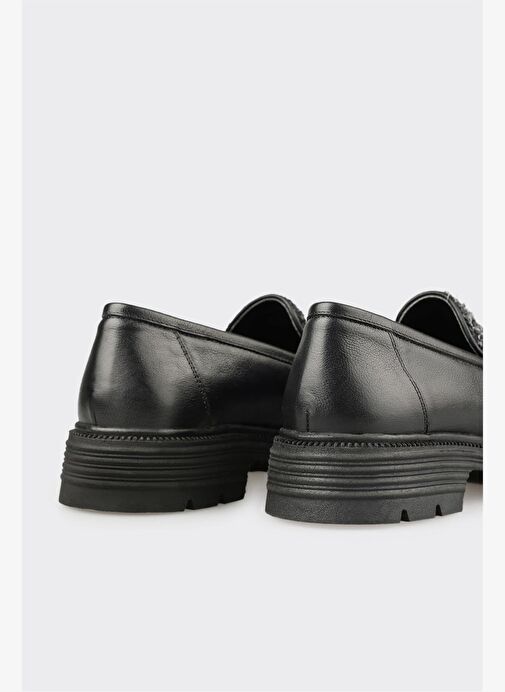 Siyah Deri Kadın Günlük Ayakkabı - Görsel 6