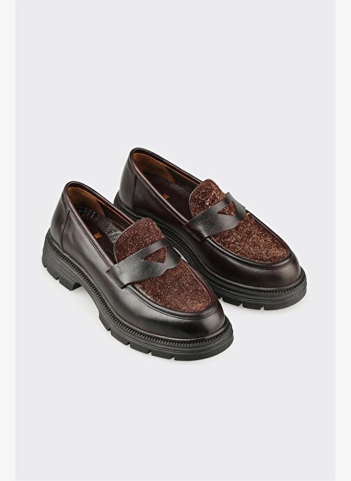 Kahve Deri Kadın Günlük Ayakkabı - Görsel 3