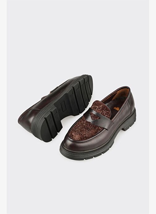 Kahve Deri Kadın Günlük Ayakkabı - Görsel 4