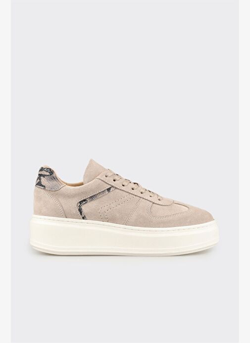 Bej Deri Kadın Spor Ayakkabı - Görsel 2