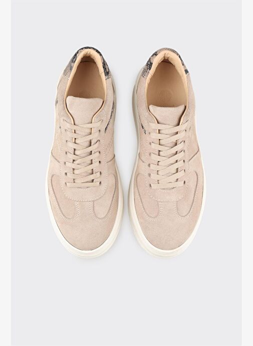 Bej Deri Kadın Spor Ayakkabı - Görsel 5