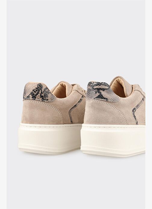 Bej Deri Kadın Spor Ayakkabı - Görsel 6