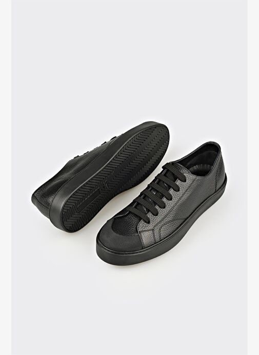 Siyah Deri Erkek Spor Ayakkabı - Görsel 4