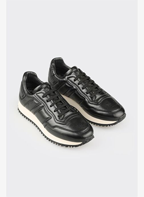 Siyah Deri Erkek Spor Ayakkabı - Görsel 3