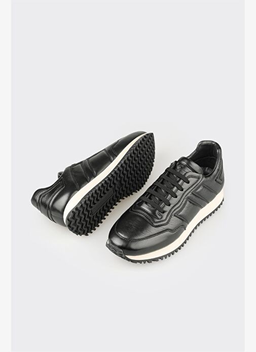 Siyah Deri Erkek Spor Ayakkabı - Görsel 4