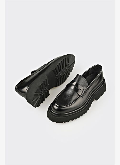 Siyah Deri Erkek Günlük Ayakkabı - Görsel 4