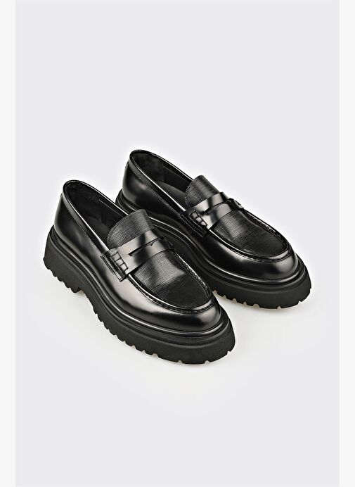 Siyah Deri Erkek Günlük Ayakkabı - Görsel 3