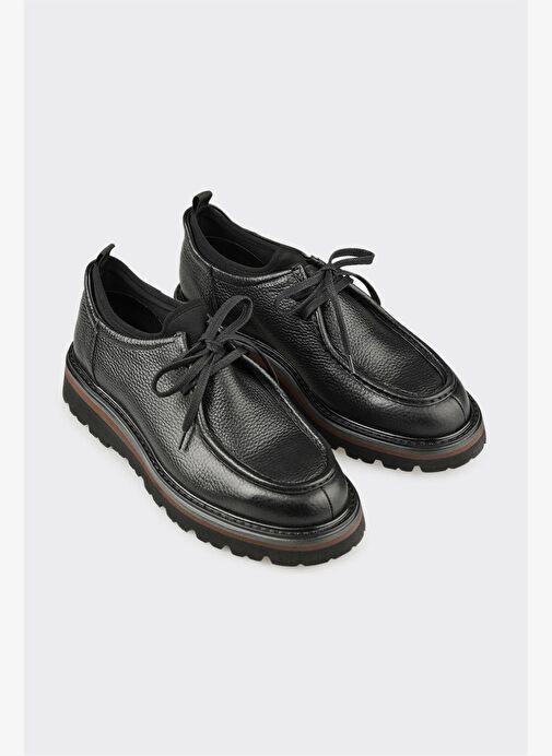 Siyah Deri Erkek Günlük Ayakkabı - Görsel 3