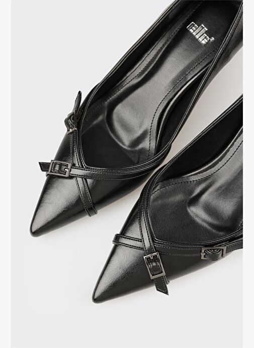 Siyah Kadın Orta Topuk Ayakkabı - Görsel 5