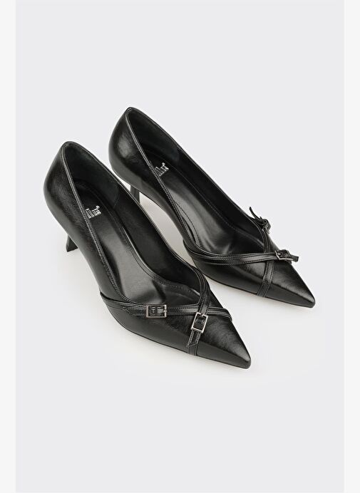 Siyah Kadın Orta Topuk Ayakkabı - Görsel 3
