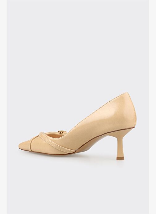 Bej Kadın Orta Topuk Ayakkabı - Görsel 4