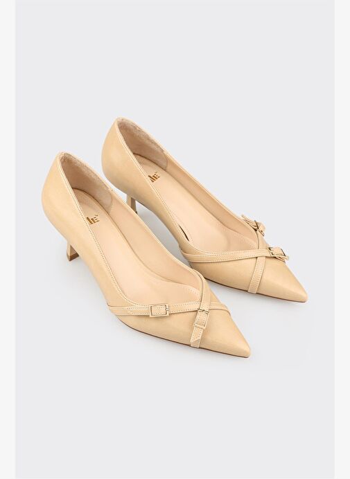 Bej Kadın Orta Topuk Ayakkabı - Görsel 3