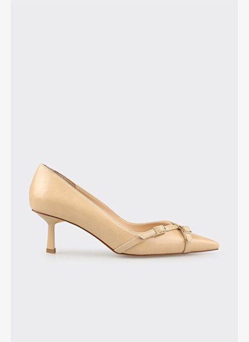 Bej Kadın Orta Topuk Ayakkabı - Görsel 2