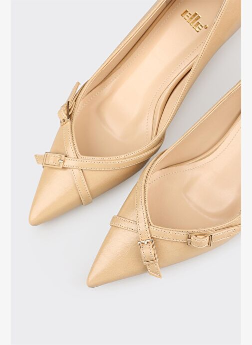 Bej Kadın Orta Topuk Ayakkabı - Görsel 5