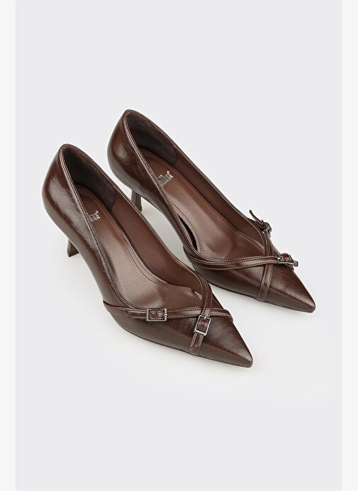 Kahve Kadın Orta Topuk Ayakkabı - Görsel 3