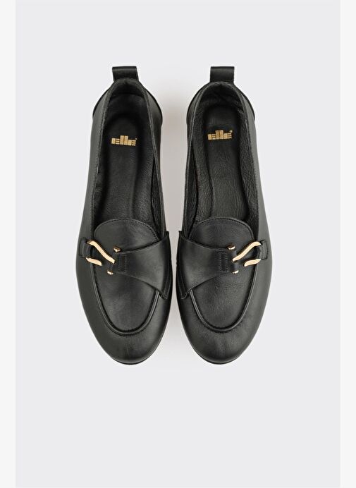 Siyah Deri Kadın Loafer - Görsel 5