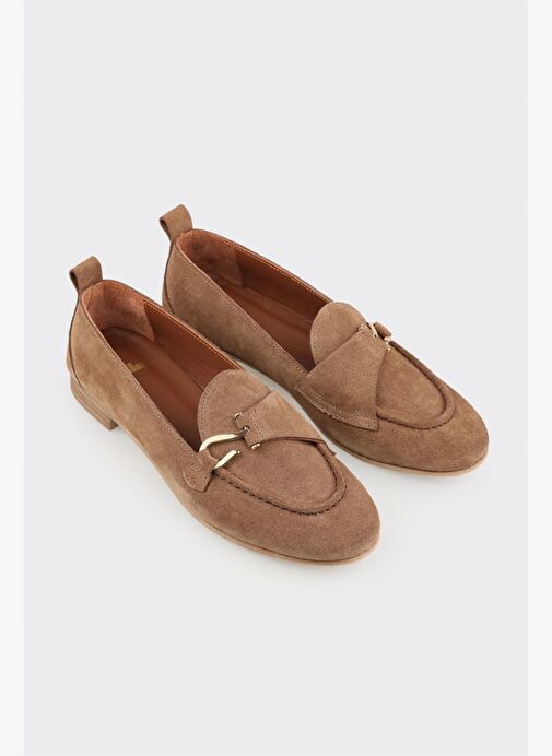 Kahve Deri Kadın Loafer - Görsel 3