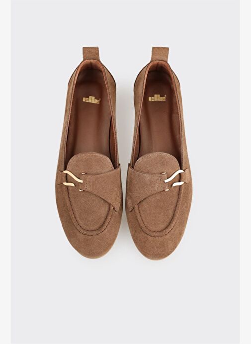 Kahve Deri Kadın Loafer - Görsel 5