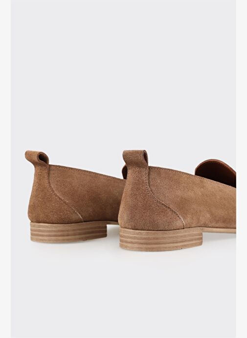 Kahve Deri Kadın Loafer - Görsel 6