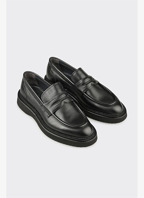 Siyah Deri Erkek Günlük Ayakkabı - Görsel 3